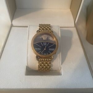 Versace Gold Watch with black dial and floating beads